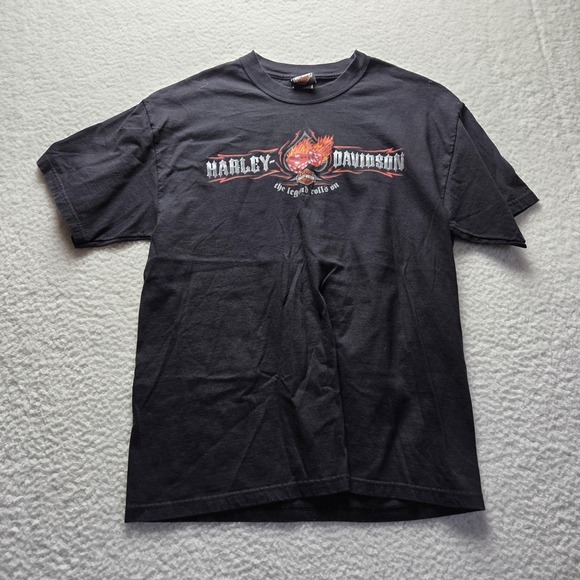 Harley-Davidson Other - Vintage Harley-Davidson Shirt Mens Large Black Muncie Indiana Graphic Tee Bike